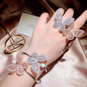 Butterfly Bracelet Set Factory - Open Ring Copper Zircon Wholesale