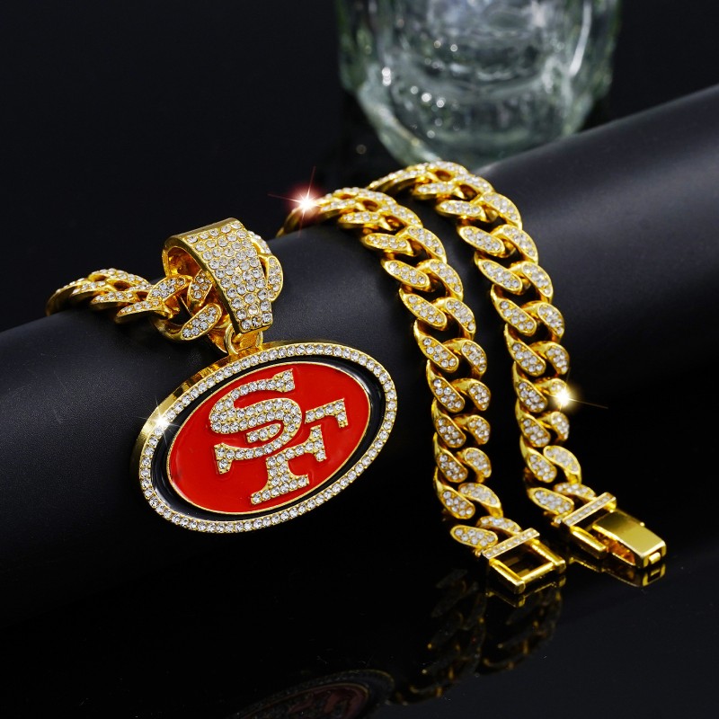 Oval Pendant Factory - Red Drip Oil SF 49ers Hip Hop Chain