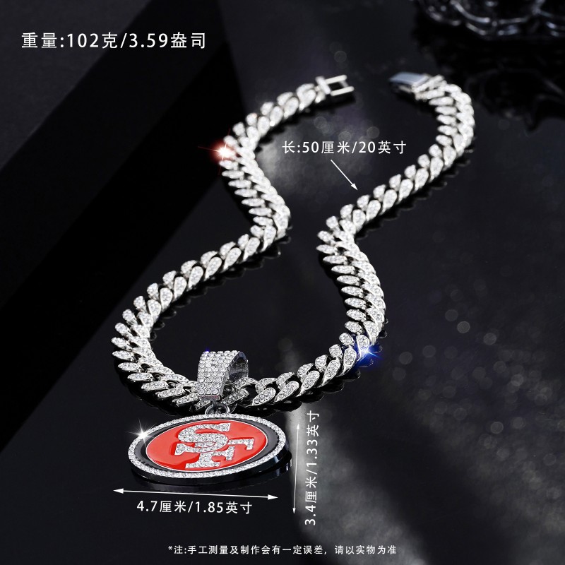 Oval Pendant Factory - Red Drip Oil SF 49ers Hip Hop Chain