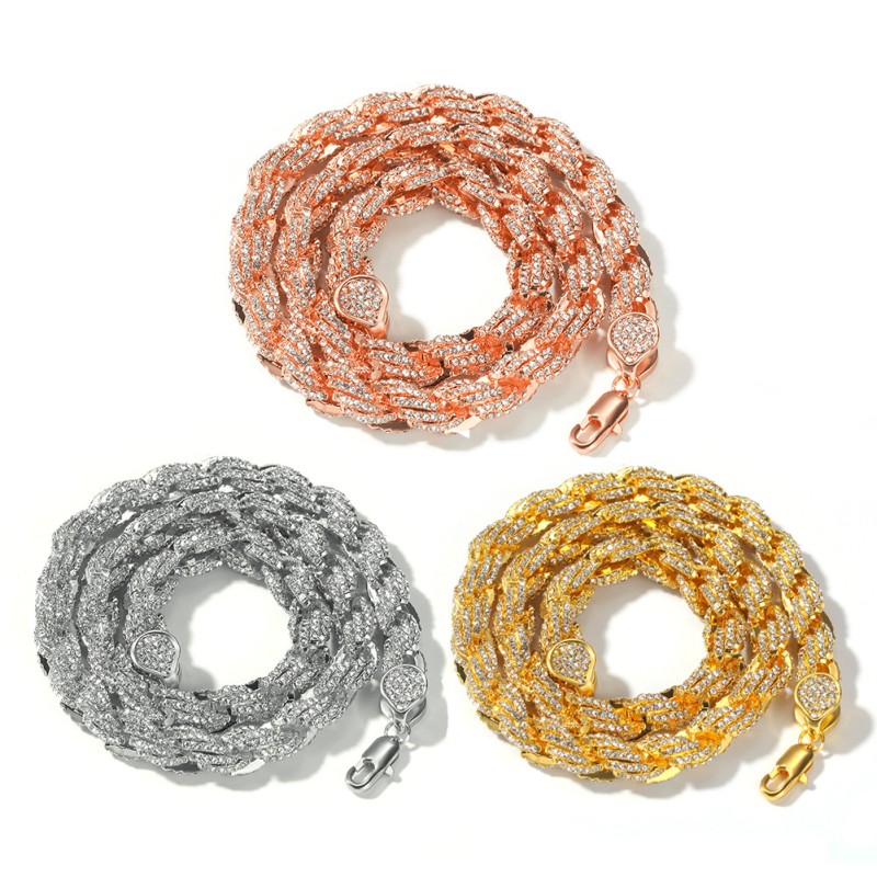 Hip Hop Necklace Manufacturer - Micro Diamond Twist Miami Design