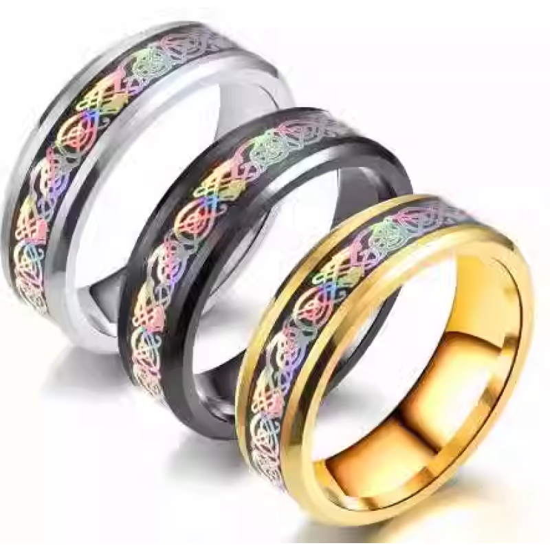 Wedding Ring Supplier - 8mm Classic Two-color Dragon Pattern