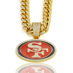 Oval Pendant Factory - Red Drip Oil SF 49ers Hip Hop Chain