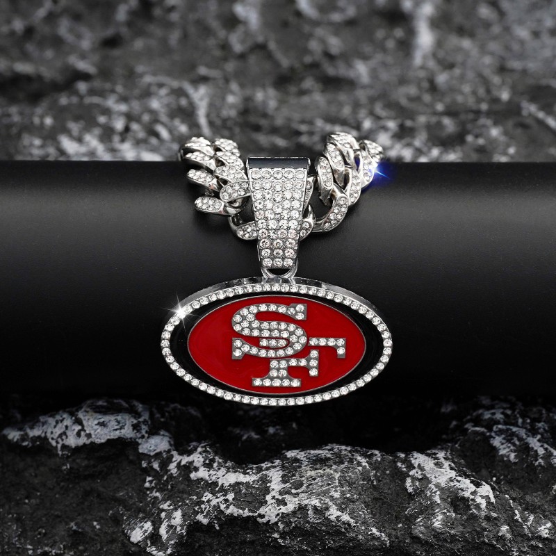 Oval Pendant Factory - Red Drip Oil SF 49ers Hip Hop Chain