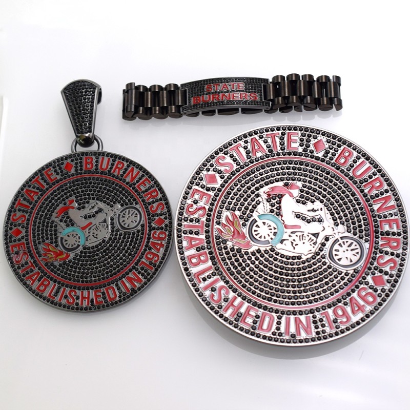 Rhinestone Pendant Supplier - Custom Logo Metal Hip-hop Style