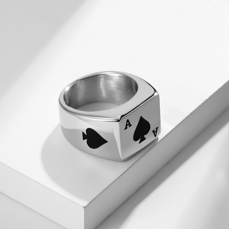 Playing Cards Ring Factory - Titanium Steel Hearts Spades Couple
