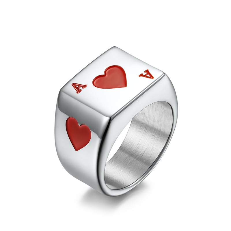 Playing Cards Ring Factory - Titanium Steel Hearts Spades Couple