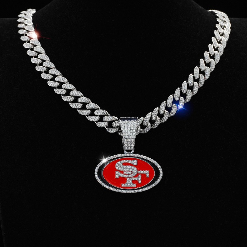 Oval Pendant Factory - Red Drip Oil SF 49ers Hip Hop Chain