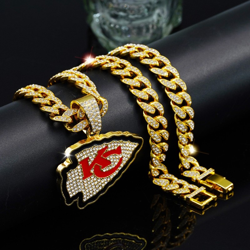 Football Pendant Supplier - 5pcs/lot Kansas Chiefs Diamond
