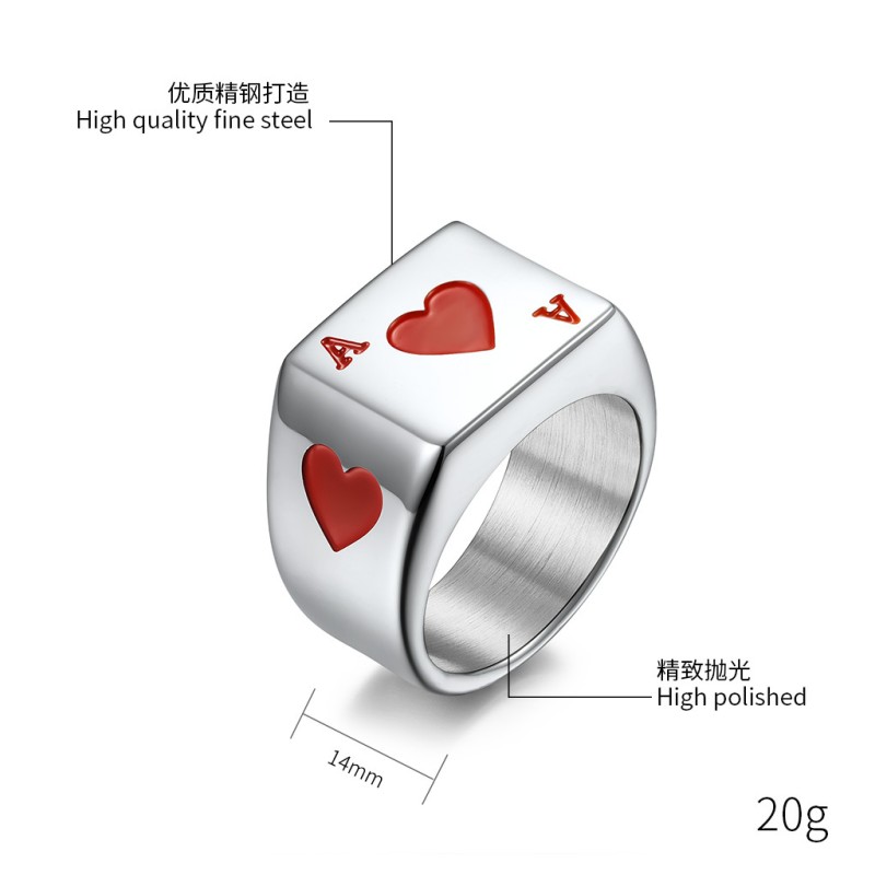 Playing Cards Ring Factory - Titanium Steel Hearts Spades Couple