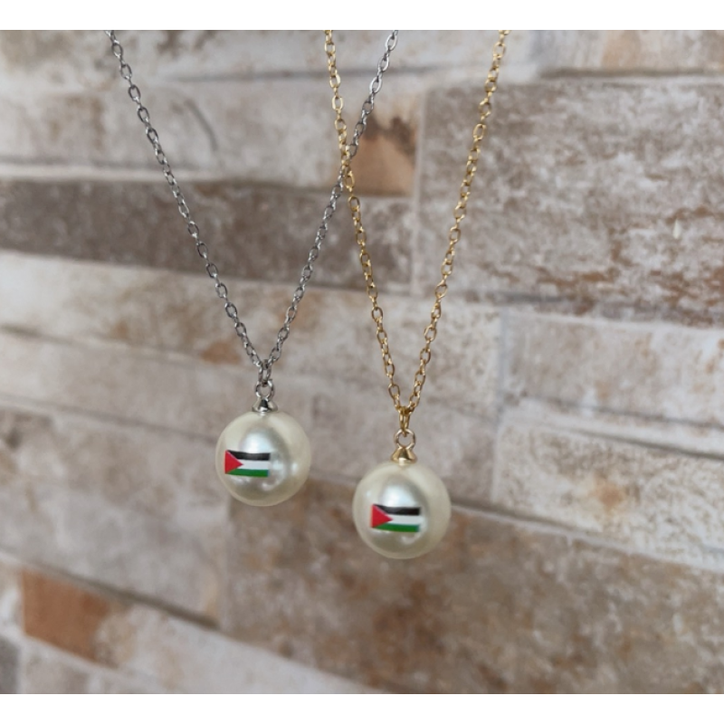 Palestine Jewelry Set Supplier - Stainless Steel Chain Flag Necklace Earrings Pearl