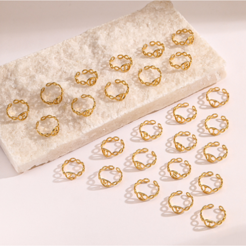 Letter Ring Factory - Stainless Steel Luxury 18K Gold 26 Initial Engraved