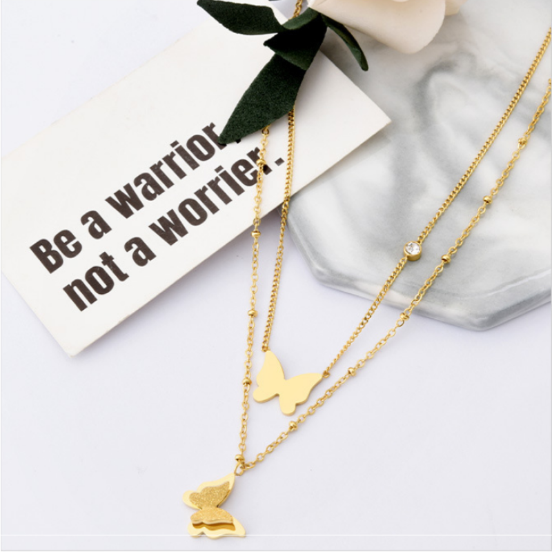 Butterfly Necklace Manufacturer - 316L Stainless Steel Double Layer High Polished