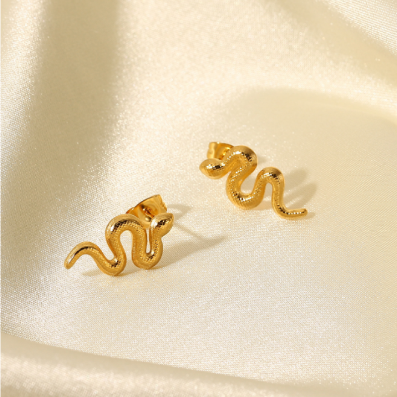 Snake Earrings Factory - INS Personality 18K Gold Plated Vintage Stud Earrings
