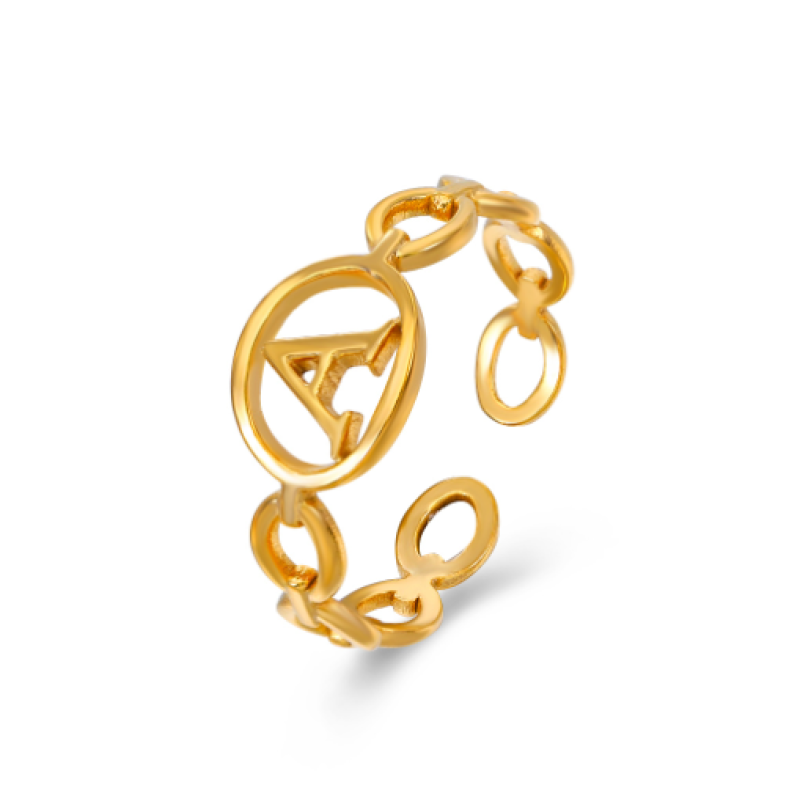 Letter Ring Factory - Stainless Steel Luxury 18K Gold 26 Initial Engraved
