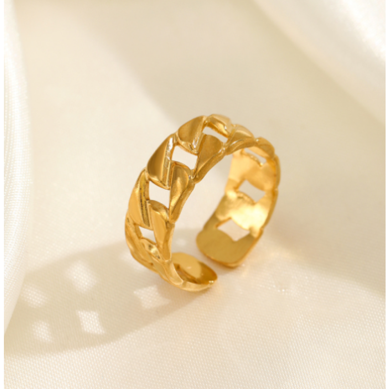 Adjustable Rings Manufacturer - Stainless Steel 18k Gold Plated Irregular Geometry