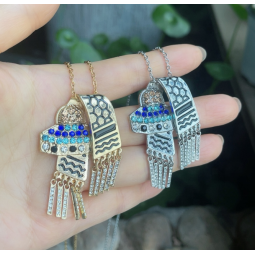 Palestine Necklace Supplier - Enameled 18K Gold Plated Flag Scarf Rhinestone Mosque