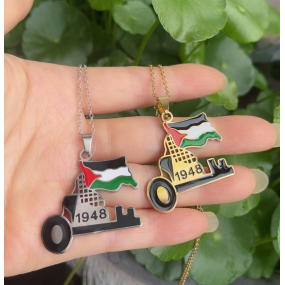 Palestine Flag Necklace Supplier - Stainless Steel Enamel Country Flag Pendant