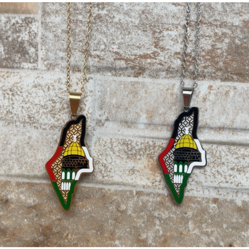 Palestine Map Necklace Manufacturer - Stainless Steel Waterproof Gold Silver Enamel