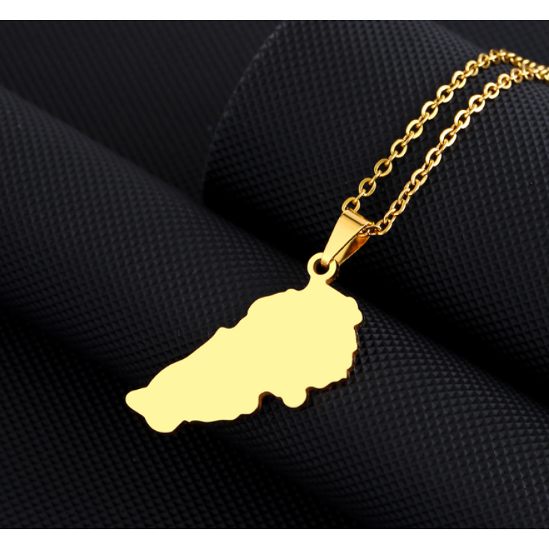Lebanon Necklace Factory - Enamel Map Chain 18K Gold Plated National Flag