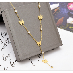 Butterfly Necklace Manufacturer - Korean Fashion 18K Gold Plated Long Tassel