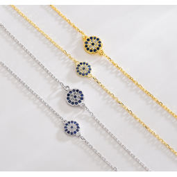 Evil Eye Bracelet Manufacturer - 925 Sterling Silver CZ Stone Turkish Design