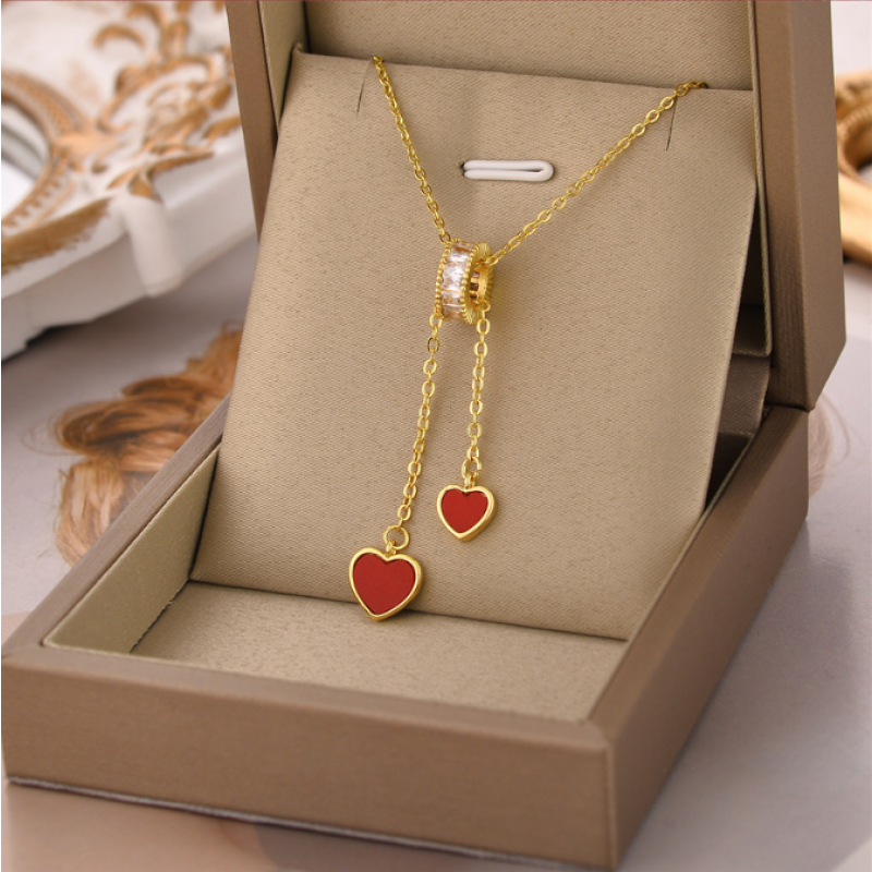 Heart Necklace Manufacturer - Gold Plated Stainless Steel Shell Key Love Pendant