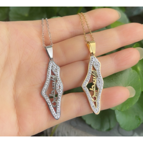 Palestine Map Necklace Factory - 18K Gold Plated Arab Love Pendant Stainless Steel