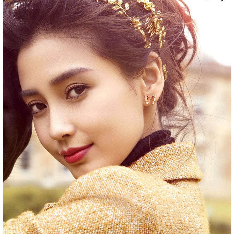 Jewelry Set Factory - Korean 316L Stainless Steel Rose Gold Butterfly Set