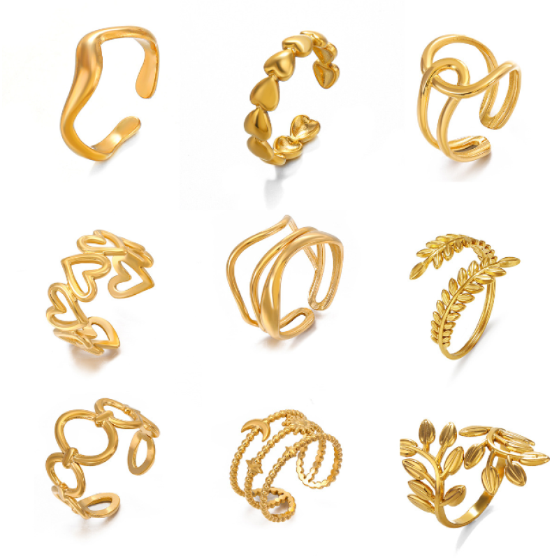 Personalized Ring Supplier - 2024 Niche Design Geometric Leaf Love Set