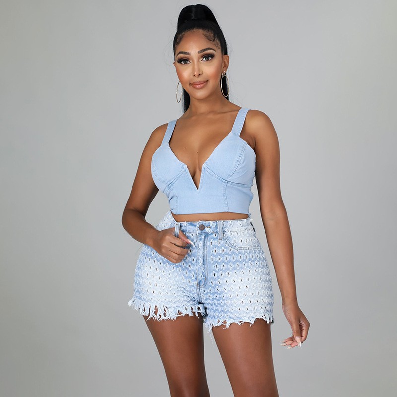 Jeans Shorts Supplier - Hot Selling Women's Hollowed Out Sexy Summer Denim