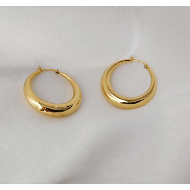 Hoop Earrings Supplier - Gold Silver Plated 40MM Stainless Steel Round No Tarnish
