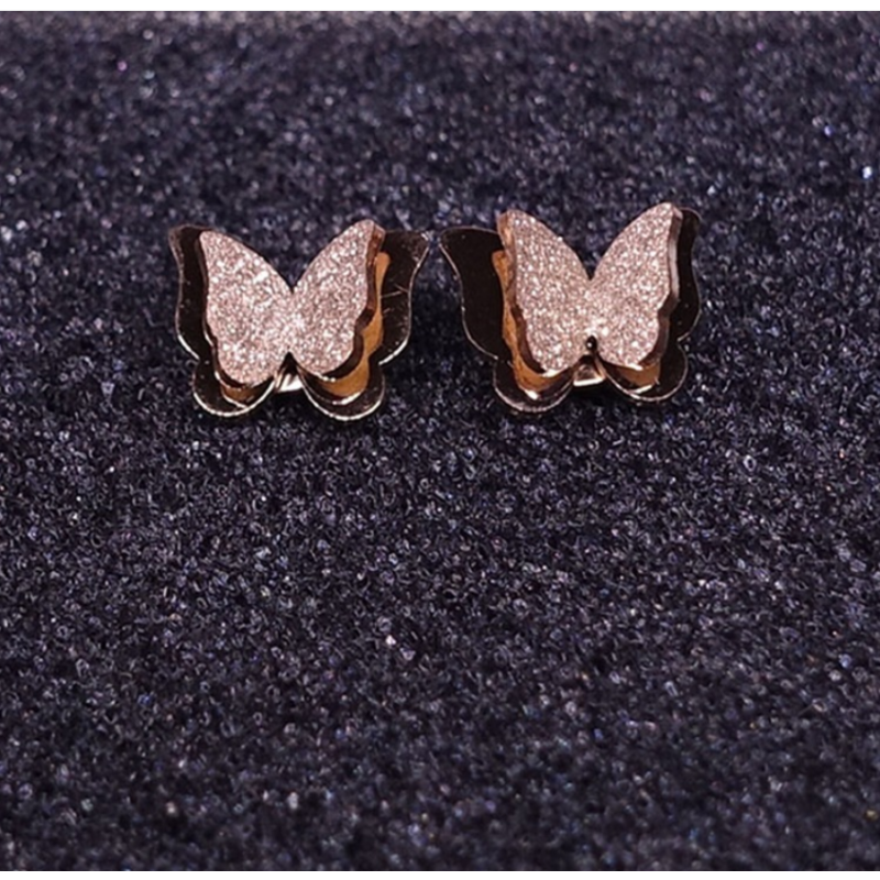 Jewelry Set Factory - Korean 316L Stainless Steel Rose Gold Butterfly Set