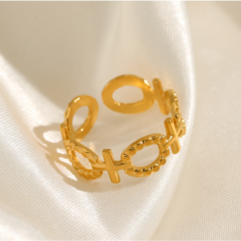 Adjustable Rings Manufacturer - Stainless Steel 18k Gold Plated Irregular Geometry