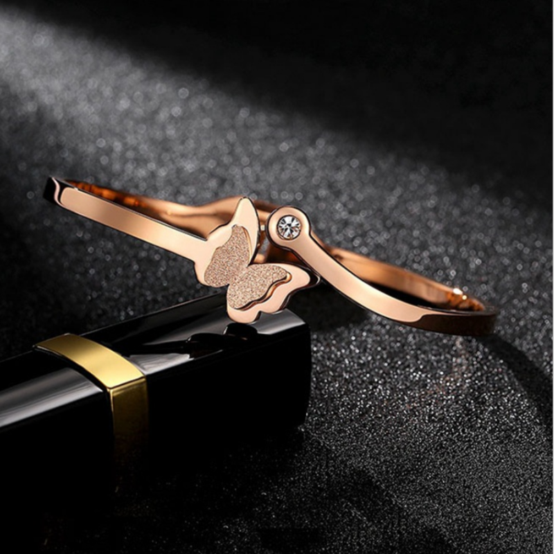 Jewelry Set Factory - Korean 316L Stainless Steel Rose Gold Butterfly Set