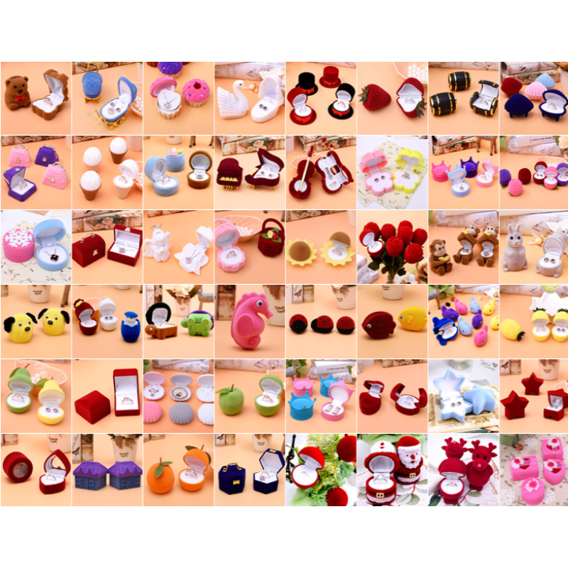 Jewelry Box Container Factory - 2 Piece Lovely Velvet Wedding Ring Display Holder