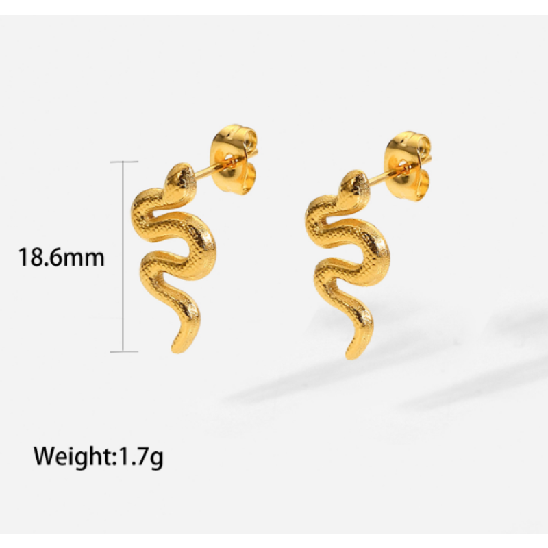 Snake Earrings Factory - INS Personality 18K Gold Plated Vintage Stud Earrings