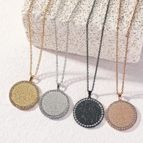 Ayatul Necklace Factory - 18K Gold Plated Stainless Steel Rhinestone Pendant