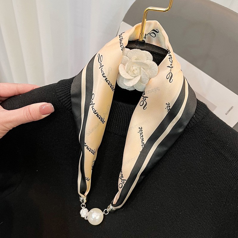 Silk Scarf Factory - Wholesale Spring Summer Pearl Pendant Fashion Print Polyester