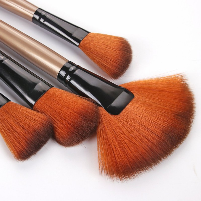 Makeup Brushes Set Factory - Wholesale 24Pcs Beige Cosmetic Brushes With Pouch