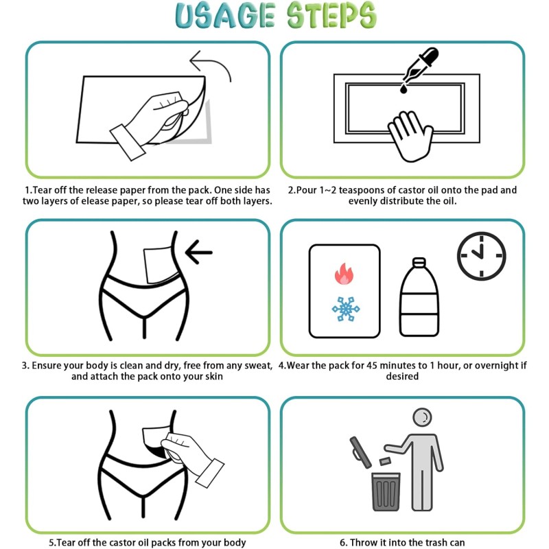 Castor Oil Pack Wrap Factory - 10Pcs Disposable Self-Adhesive Organic Cotton