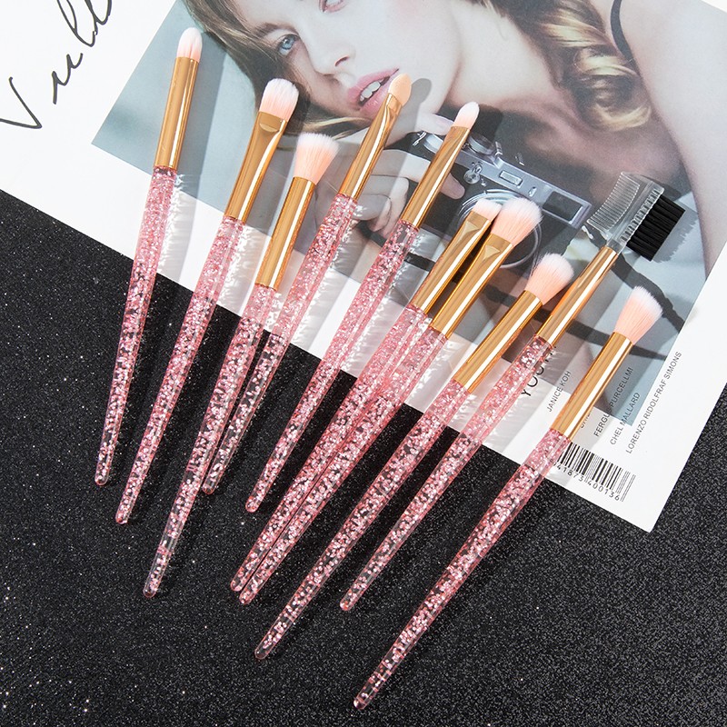 Eye Brushes Set Supplier - 10pcs Pink Glitter Makeup Brushes Wholesale