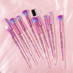 Eye Brushes Set Supplier - 10pcs Pink Glitter Makeup Brushes Wholesale