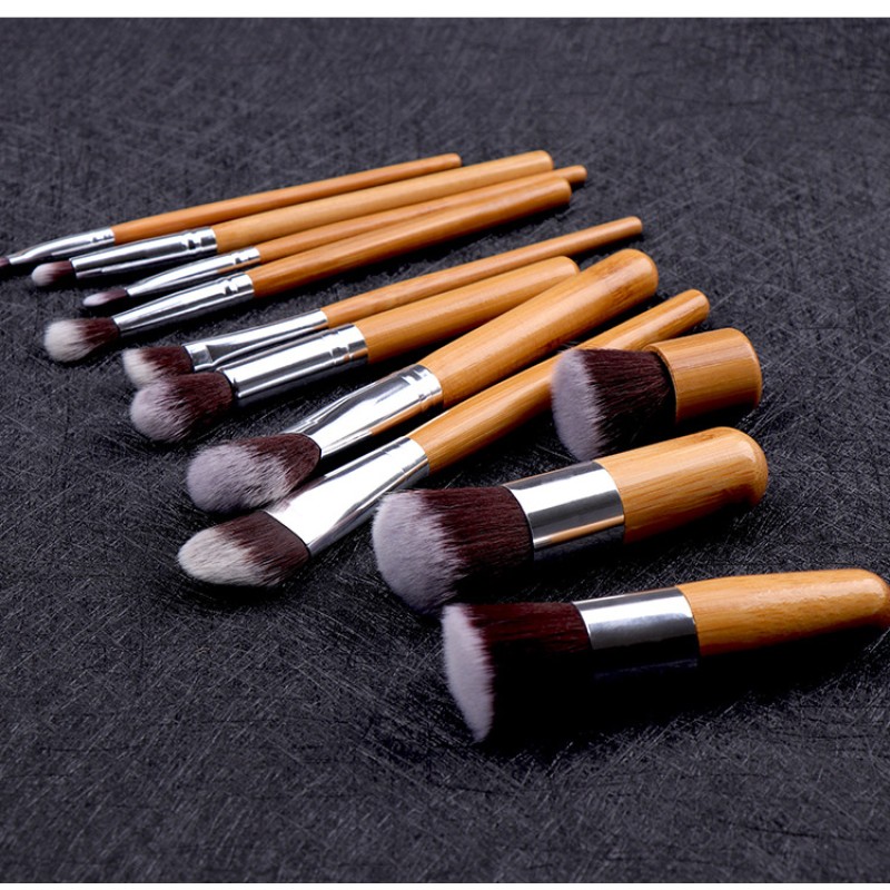 Makeup Brush Set Manufacturer - OEM 11PCS Bamboo Handle Eco Friendly