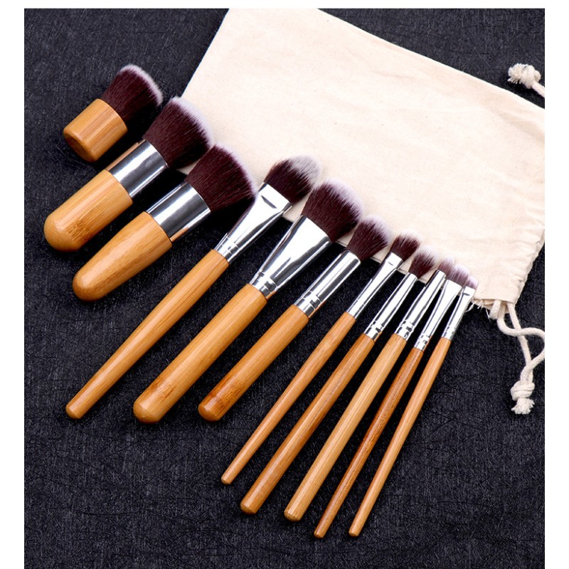 Makeup Brush Set Manufacturer - OEM 11PCS Bamboo Handle Eco Friendly