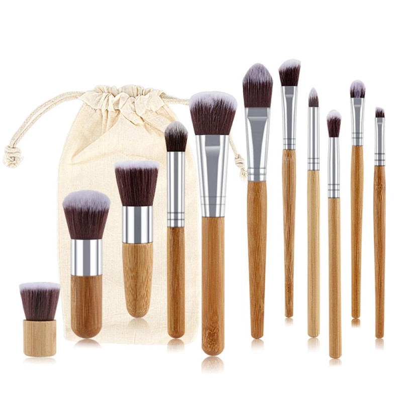 Makeup Brush Set Manufacturer - OEM 11PCS Bamboo Handle Eco Friendly