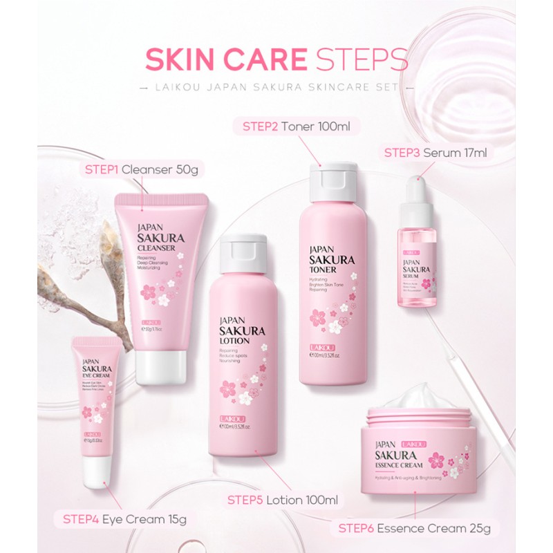 Skin Care Set Supplier - Japan Sakura 6pcs Complete Set