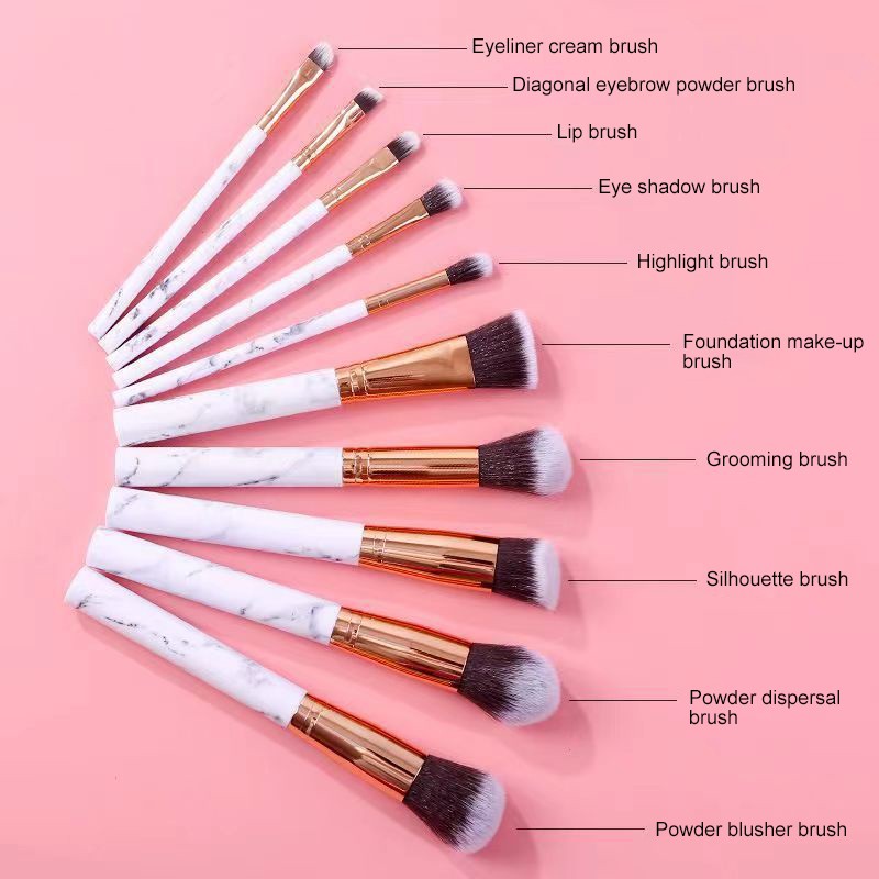 Makeup Brush Set Manufacturer - 10 Piece Marble Set