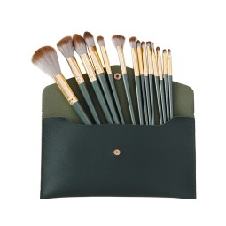 Makeup Brush Set Supplier - 14 Piece Deep Green Set