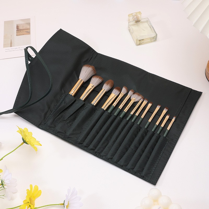 Makeup Brush Set Supplier - 14 Piece Deep Green Set