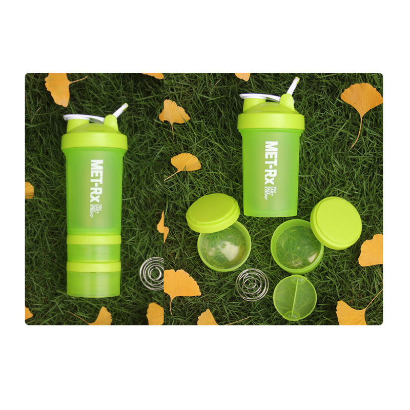 Fitness Shaker Bottle Manufacturer - OEM/ODM Private Label Leakproof Protein Mixer with 2 Supplement Boxes Gym Workout Container